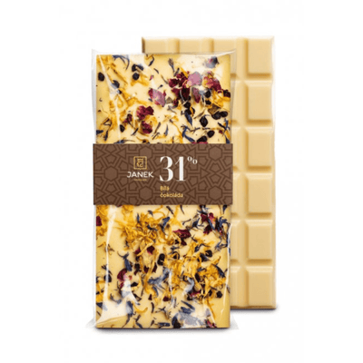 Bílá čokoláda s jedlými květy Janek - Dárková krabička