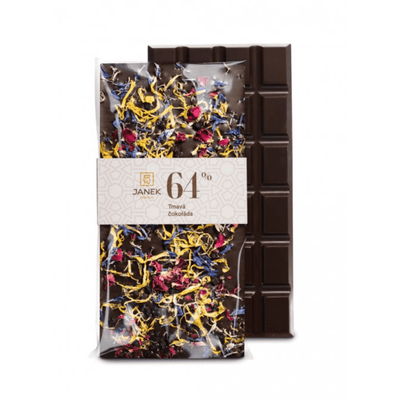 Hořká čokoláda s jedlými květy Janek - Dárková krabička