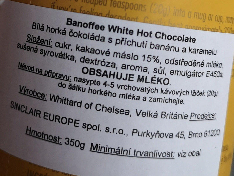 Anglická bílá horká čokoláda s banánem a karamelem - Dárková krabička